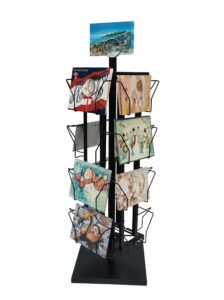 fixturedisplays® adjustable greeting card rack 4x6"-7x5" horizontal vertical post card display .pocket size: 4.5-9.9" wide x 5.8" tall, 16 pockets 11602-blk-new