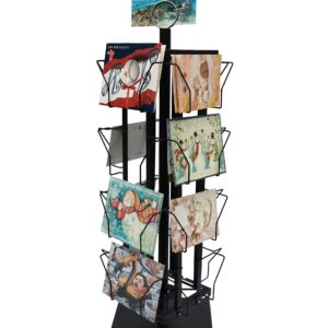 FixtureDisplays® Adjustable Greeting Card Rack 4x6"-7x5" Horizontal Vertical Post Card Display .Pocket Size: 4.5-9.9" Wide X 5.8" Tall, 16 Pockets 11602-BLK-NEW