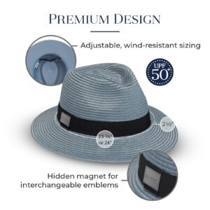 CARKELLA Men’s Fairway Fedora (Ivory, L/XL) – UPF 50+, UV Sun Protection, Wind-Resistant, Wide Brim, Packable, Travel-Friendly, Adjustable, Luxury Hat for Resort, Golf, Travel, Outdoor Events