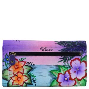 Anna by Anuschka Women’s Hand-Painted Genuine Leather Three Fold Organizer Wallet - Tropical Flamingos