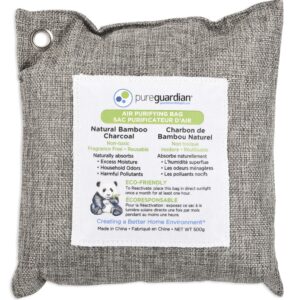 PureGuardian CB500 Bamboo Charcoal Air Purifying Bag, Eco-Friendly, Naturally Absorbs Odors, Excess Moisture and Pollutants, 500g, Gray