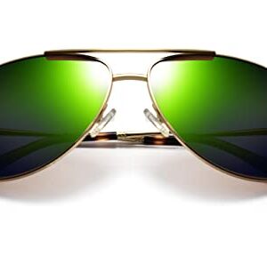 Revo Sunglasses Relay Petite: Women's Polarized Lens with Small Metal Aviator Frame, Gold Frame with Evergreen Lens