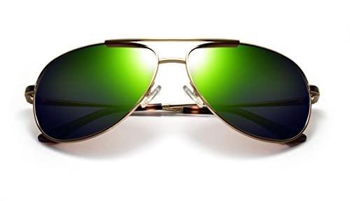 Revo Sunglasses Relay Petite: Women's Polarized Lens with Small Metal Aviator Frame, Gold Frame with Evergreen Lens