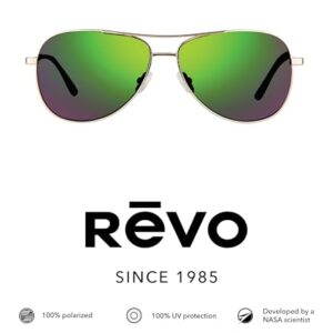 Revo Sunglasses Relay Petite: Women's Polarized Lens with Small Metal Aviator Frame, Gold Frame with Evergreen Lens