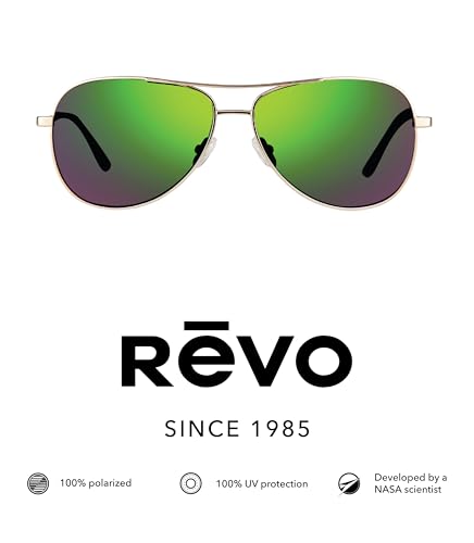 Revo Sunglasses Relay Petite: Women's Polarized Lens with Small Metal Aviator Frame, Gold Frame with Evergreen Lens