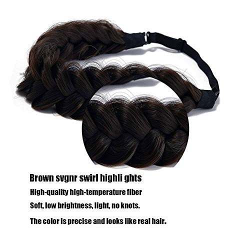 TOECWEGR Synthetic Hair Braided Headband Classic Wide Strands Wedding Disorderly Fluffy Braids Wig Band Women Beauty Accessory