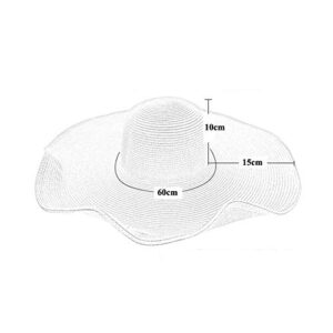 1Pcs Women Wide Brim Straw Hat Foldable Beach Floppy Sun Hat White