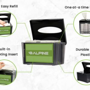 Alpine Tabletop Commercial Napkin Dispenser Restaurant Napkin Holder for Easy Access to Interfold Napkins from Both Sides with an Insert Marketing Space for Restaurants, Cafeterias, Food Trucks, Club