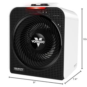 Vornado Velocity 3 Space Heater with 3 Heat Settings, Adjustable Thermostat, and Advanced Safety Features, White, Small