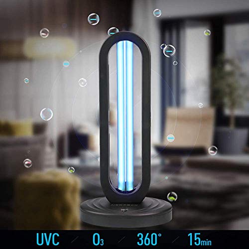 Rveal UVILIZER Tower - UV Light Sanitizer & Ultraviolet Disinfection Lamp (U-V-C Bulb for Home, Office, Travel | 38W Ozone Room Cleaning | US Stock)