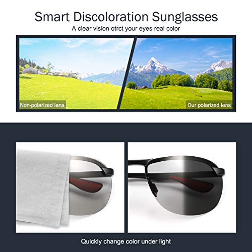 YIMI Polarized Photochromic Driving z87 Sunglasses For Men Women Day and Night safety glasses (photochromic/Black)