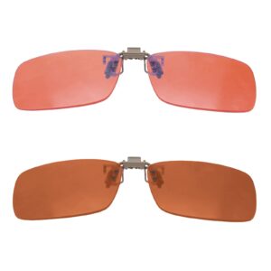 BRADDELL OPTICS Indoor FL-41 Rose & Outdoor FL-60 Brown Amber Clip-on Blue Blocking Anti Glare Computer Reading Glasses for Migraine Light Sensitivity, Photophobia and Fluorescent LED Lighting