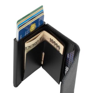 SECRID - Men Mini Wallet Genuine Original Leather RFID Safe Card Case for max 12 cards (Crisple Black)