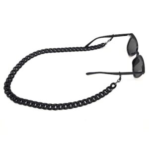 DECKER Acrylic Eyeglass Chain Sunglasses Holder Designer Trendy Fashion Eyewear Retainer Strap Necklace glasses hanging for Women (Black)