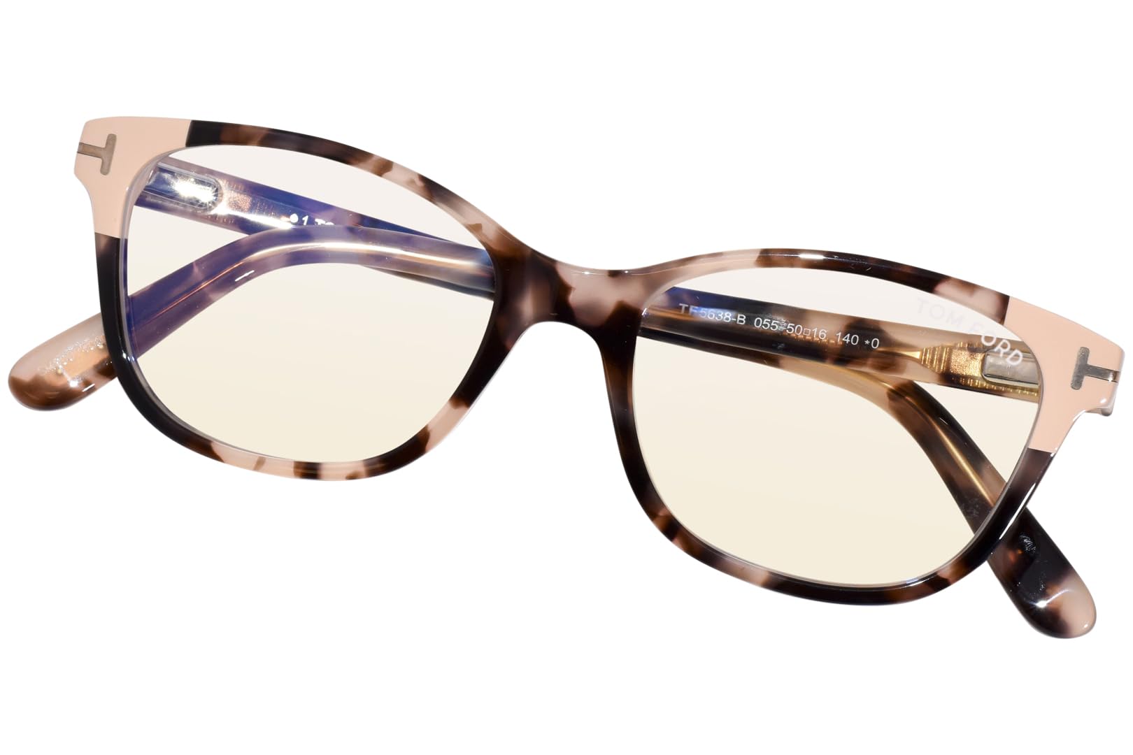 Eyeglasses Tom Ford FT 5638 -B 055 Shiny Vintage Pink Havana, Rose Gold/Blue Bl