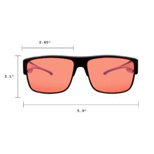 BRADDELL OPTICS FL-41 Rose Fitover Glasses with FL-60 Interchangeable Lenses for Migraine Light Sensitivity and Fluorescent LED Glare (Large)