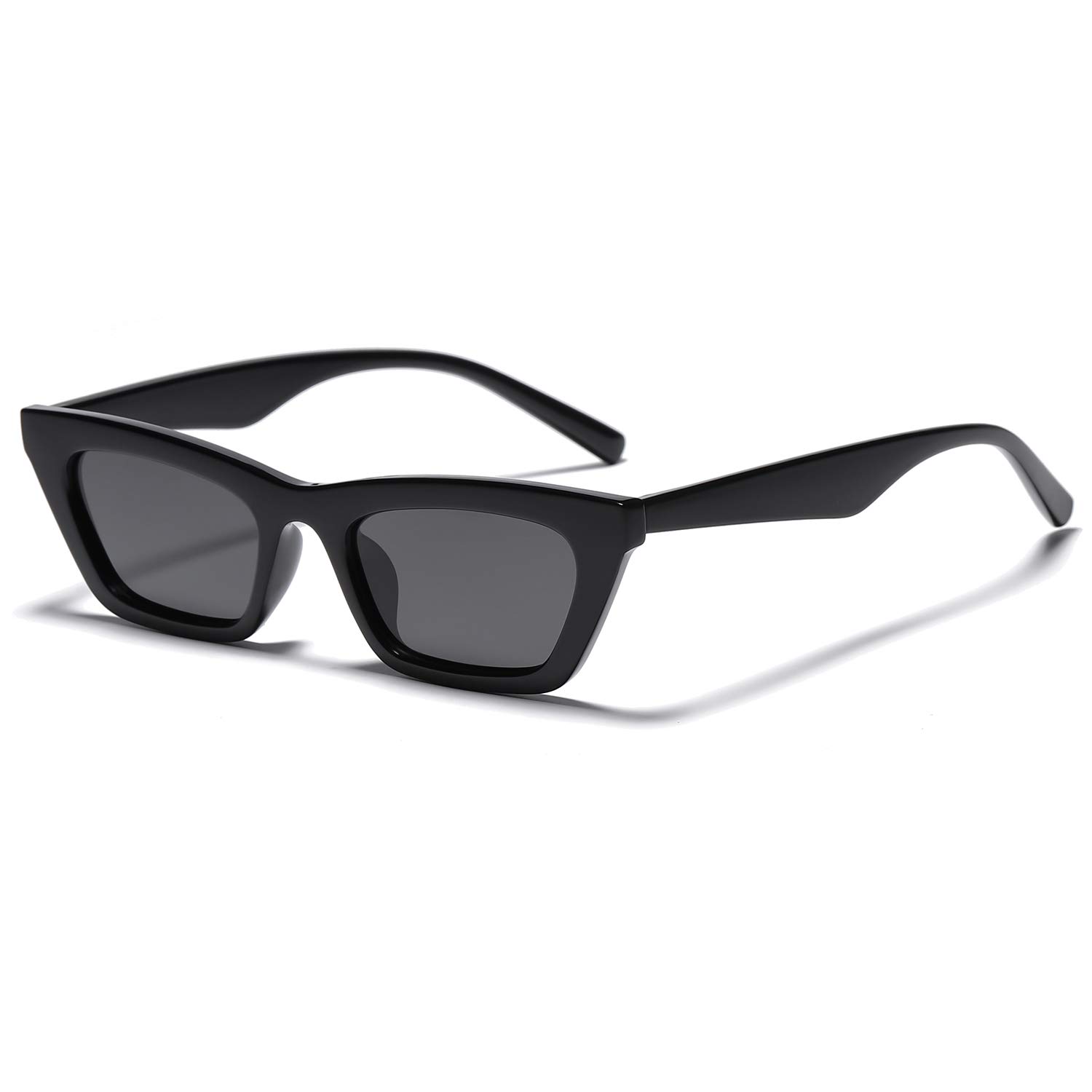 VANLINKER Polarized Small Trendy Skinny Cat Eye Sunglasses Women Retro Tiny Square Shade Black