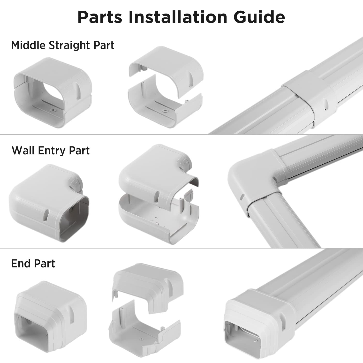 TURBRO 3" W x 14' L Decorative PVC Line Cover Kit for Mini Split and Central Air Conditioners, AC Heat Pumps Systems