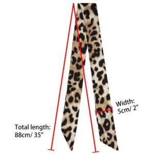 Allegra K Skinny Scarf Womens Thin Long Neckscarf Fashion Leopard Print Hairband Waistband Bag Handle Accessory Light Brown 1 Pcs