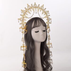 BLESSUME Halo Crown Mary Goddess Headband Women's Halloween Costume Goddess Headpiece (Style 10)