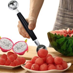 2 Pack Double Ended Headed Fruit Icecream Ball Spoon,Stainless Steel Melon Baller,Smooth Round Melon Balls Melon Scoop for Watermelon/Ice Cream/Fruits/Sorbet/Meatball