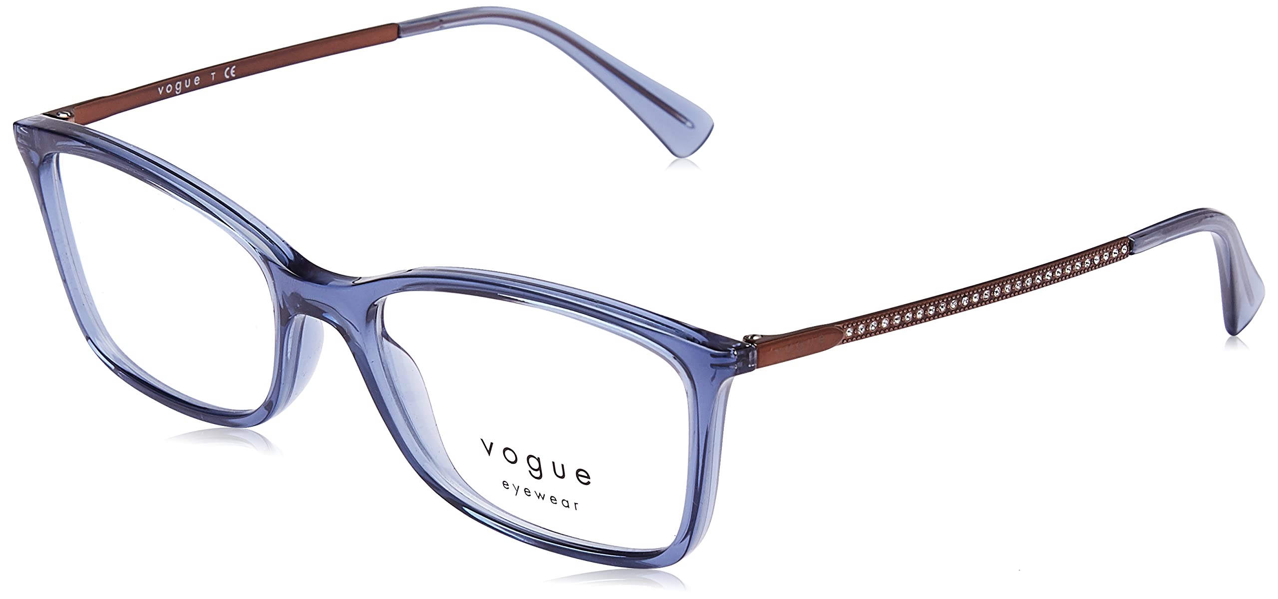 Vogue Eyewear Women's VO5305B Rectangular Prescription Eyewear Frames, Transparent Blue/Demo Lens, 54 mm