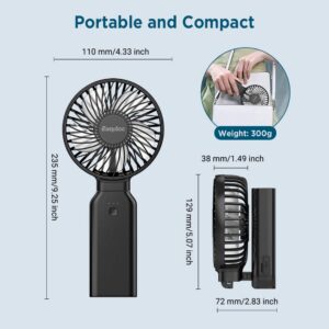 EasyAcc Handheld Fan Portable Fan, 9000 Rechargeable Battery Powered Fan Small Desk Fan, Powerful 4 Speeds 53H Cooling Time Personal Fan with Power Bank, Electric Fan for Travel Outdoor Home Office