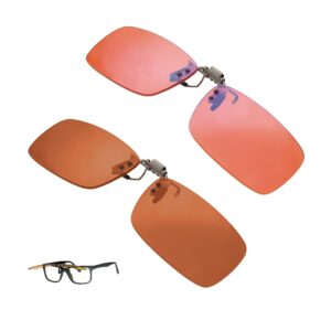 braddell optics indoor fl-41 rose & outdoor fl-60 brown amber clip-on blue blocking anti glare computer reading glasses for migraine light sensitivity, photophobia and fluorescent led lighting