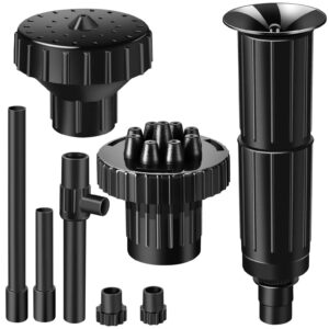 Fountain Pump Nozzle kit, 8PCS Water Fountain Spray Head Set-Mushroom Water Fountain Spray Heads for Pond Fountain Submersible Pump Pool-L Black