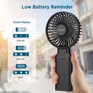 EasyAcc Handheld Fan Portable Fan, 9000 Rechargeable Battery Powered Fan Small Desk Fan, Powerful 4 Speeds 53H Cooling Time Personal Fan with Power Bank, Electric Fan for Travel Outdoor Home Office