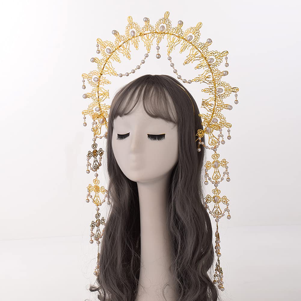 BLESSUME Halo Crown Mary Goddess Headband Women's Halloween Costume Goddess Headpiece (Style 10)