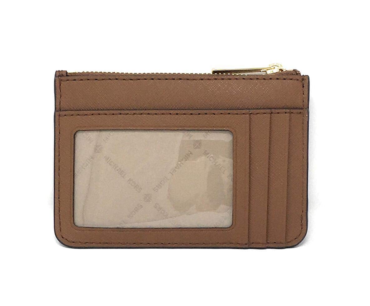 Michael Kors Jet Set Travel Small Top Zip Coin Pouch with ID Holder Saffiano Leather (Luggage), Brown, ns, 35f8gtvp1b