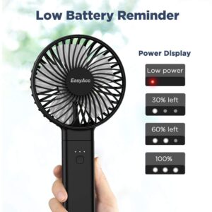 EasyAcc Handheld Fan, 2023 4th New 5000 Battery Operated Desk Fan [ 4 Speed 20 Hours Quiet Powerful Hand Fan ] Power Indicator/One Touch Power Off Foldable Personal Fan for Travel Office Outdoor