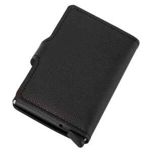 SECRID - Men Mini Wallet Genuine Original Leather RFID Safe Card Case for max 12 cards (Crisple Black)