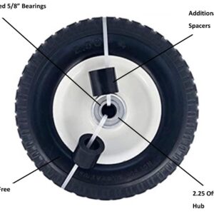 8 Inch Jungle Jim's 2.50-4" Flat Free All Purpose Tires - for Generator, Wagon, Hand Truck, Dolly, Utility Cart Tire on Wheel Assembly