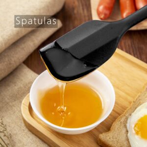 Hot Target Silicone Spatula Set of 9 | 3 Heavy Duty Silicone Tongs, 3 Silicone Whisk, 3 Rubber Spatulas | Heat-Resistant Utensil Set | Kitchen Set Tools | Silicone Cooking Utensils Set - Matte Black