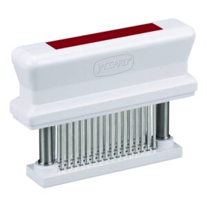 jaccard 200348r, 48 blade durable meat tenderizer with stainless steel razor sharp needle, cooking gadget for tenderizing chicken, beef, pork, veal, bbq, red