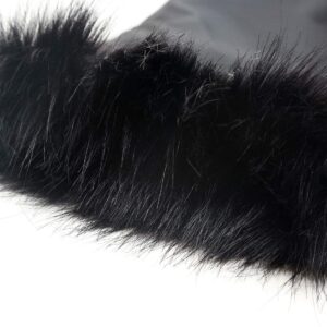 Zecmos womens Leg Warmers Faux Fur Fuzzy Long Cuff Cover Warm Furry Costume Shoes, Black, Medium