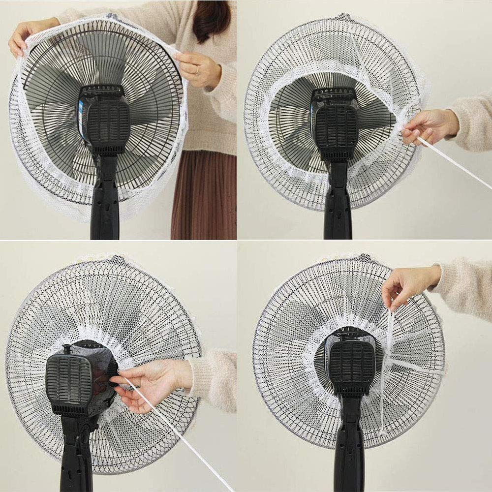 Asekonc 2 Pack Round Electric Fan Guard Dust Cover，Damp-Proof Cover for Pedestal Fan Summer Washable Dustproof Safety Fan Protection