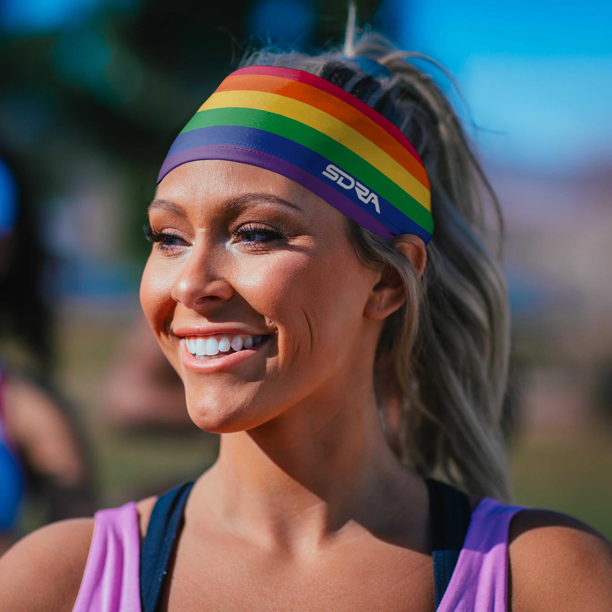 Suddora Rainbow Tapered Headband - for Workout, Sports, and Rainbow Pride Parade