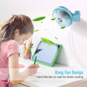 BESKAR USB Small Desk Fan, Portable Fans with 3 Speeds Strong Airflow, Quiet Operation and 360°Rotate, Personal Table Fan for Home,Office, Bedroom- 3.9 ft Cord/Blue