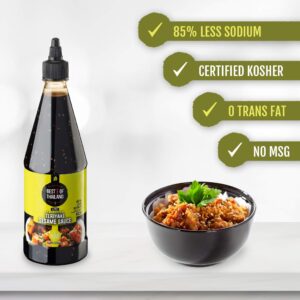 Best of Thailand Sesame Teriyaki Soy Sauce Lite | 2 Bottles of 23.63oz Low-Sodium Authentic Asian-Brewed Marinade, Glaze, Salad Dressing & Dipping Sauce, Whole Sesame Seeds | No MSG, 85% Less Sodium