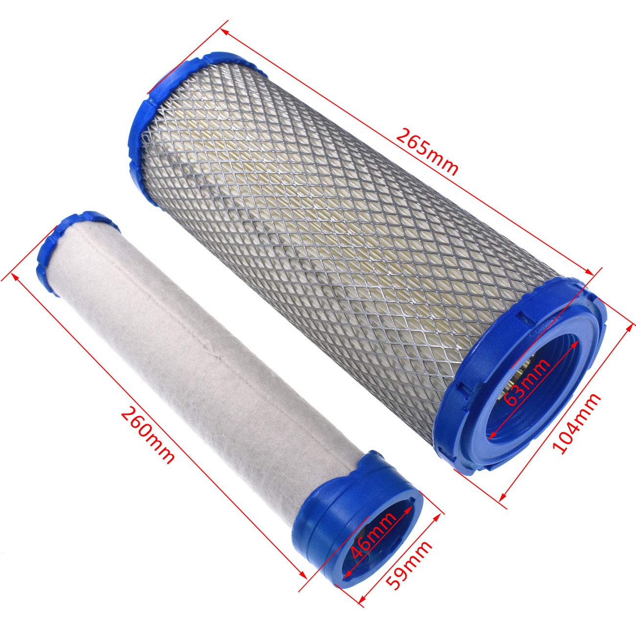 Air Filter Set for Donaldson FPG05 Air Cleaner Bobcat 6672467 PM252Z PM260Z PM272Z Replaces 11013-7020 & 11013-7045 2508302 42985 M113621 K1211-82320 (set of 4)