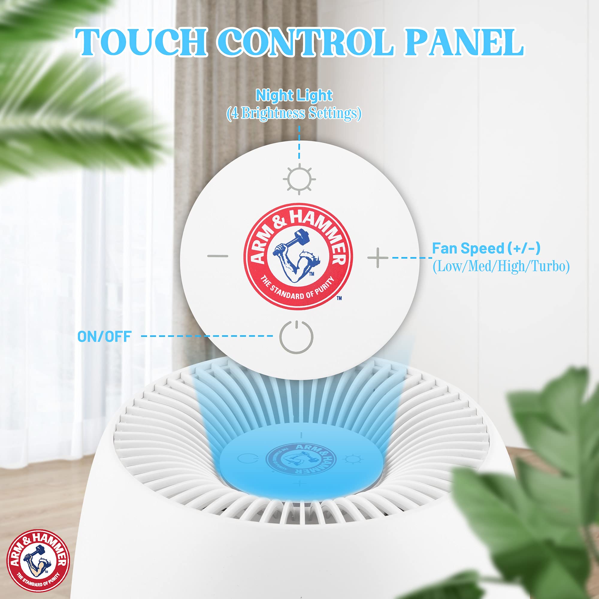 Arm & Hammer, AH301W HEPA Air Purifier for Home Office, Desktop Air Cleaner Removes 99.97% Allergies, Smoke, Dust, Pollen, Pet Dander, Odor, Germs, Mold, Pearl White