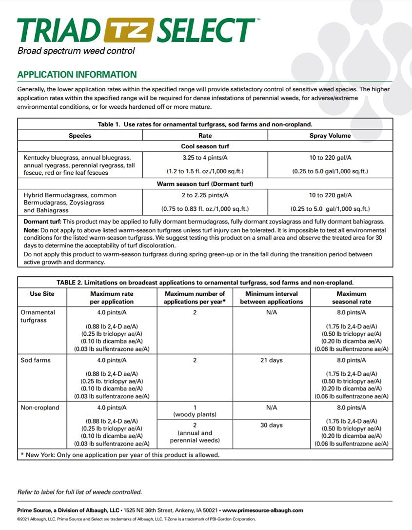 Select Source Triad TZ | 4-Way Combination Herbicide (Compare to T Zone) | Dependable Post-Emergent Broadleaf Weed Control (Quart)