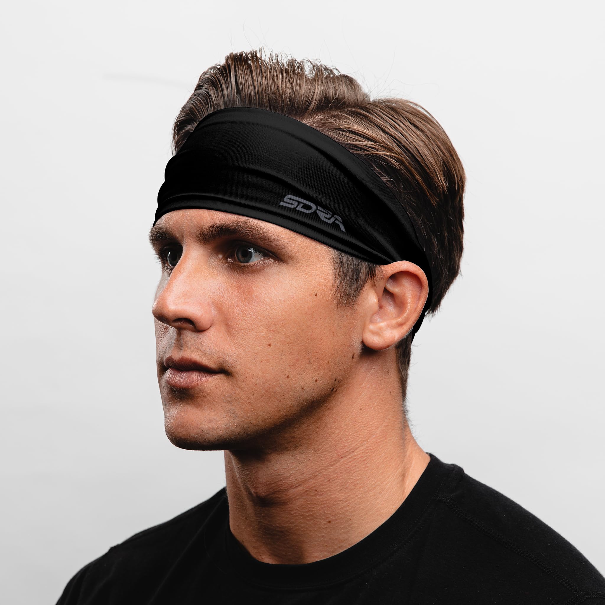 Suddora Workout Headband, Sports Headband for Women, Headband for Men Athletic, Lightweight, Stylish & Comfortable Spandex Headband for Running, Workout, Football, Cosplay & Costumes (Black)