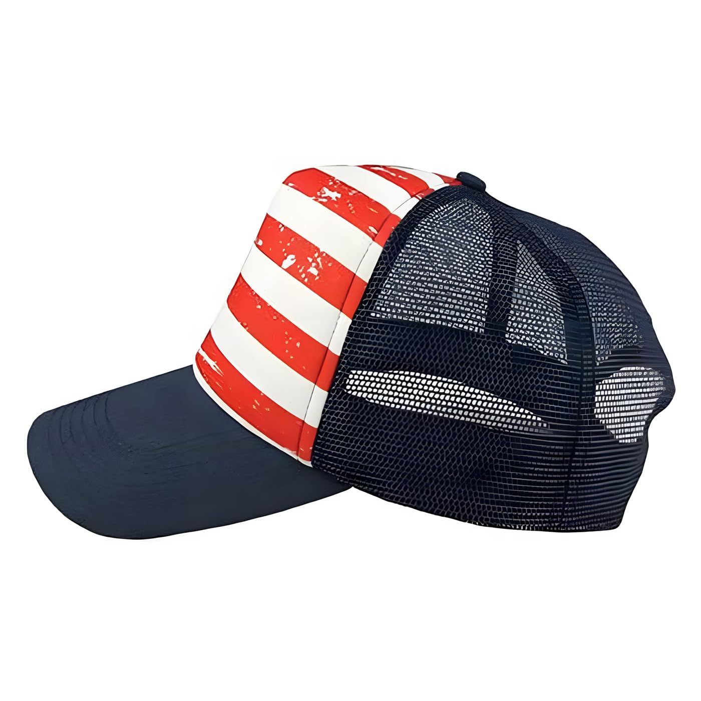 Veracco American Stars and Stripes Flag Trucker Hat Patriotic Cap Mesh Back with Adjustable Snapback Red White and Navy Strap 4th of July USA