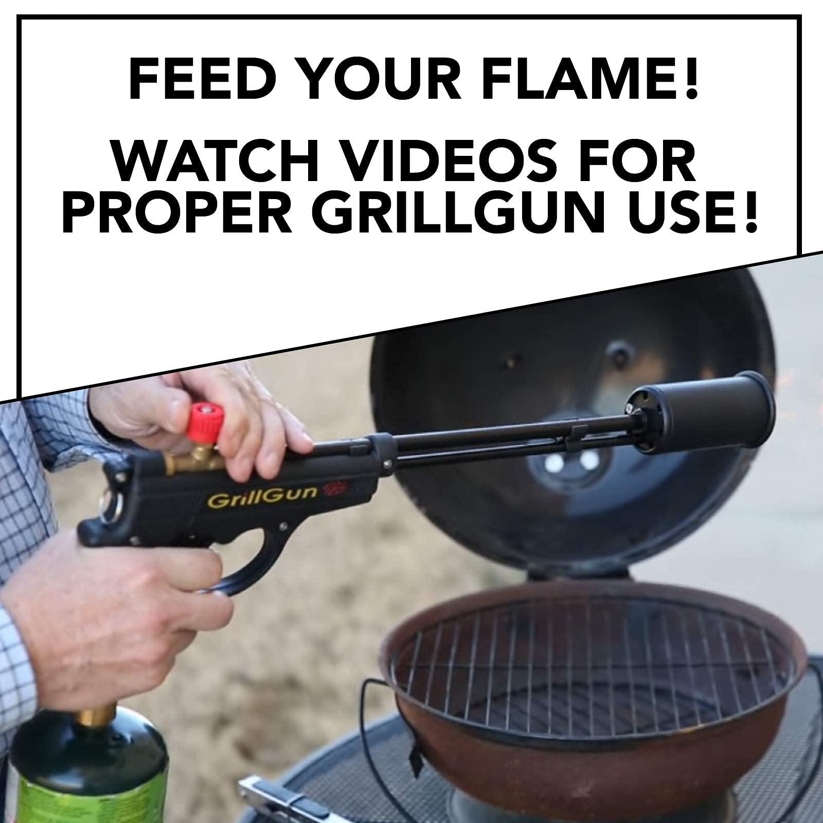 GRILLBLAZER GrillGun Basic Grill Torch & Lighter - Charcoal and Wood Starter - Professional Grilling and BBQ Handheld Blowtorch for Chefs, Men and Women Who Want to have the Best Tool for the Job