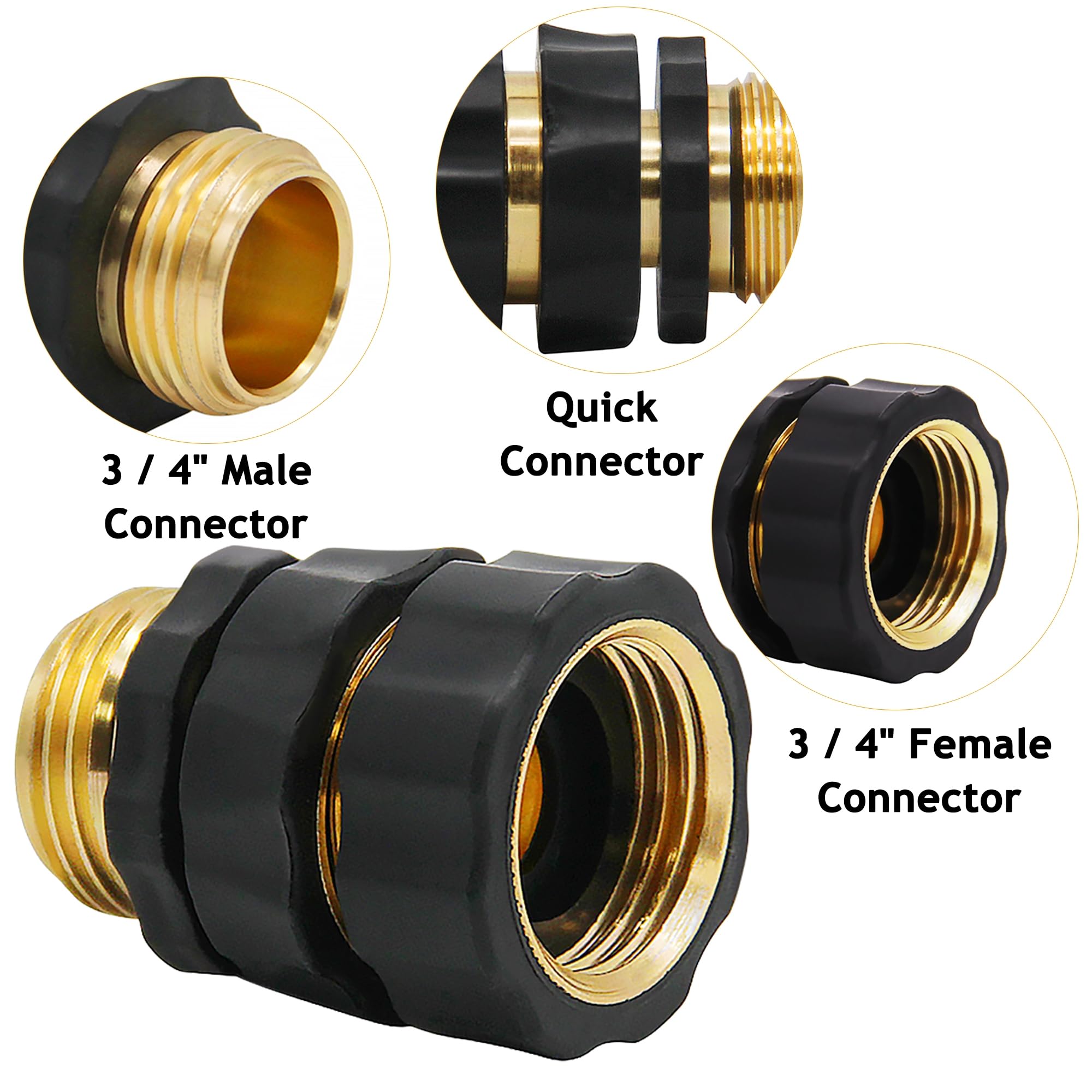 Lifynste 3/4 Inch Garden Hose Quick Connector Fittings, Easy Connector Fitting, Male and Female Set, (2)