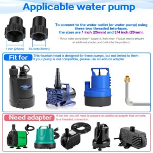 Fountain Pump Nozzle kit, 8PCS Water Fountain Spray Head Set-Mushroom Water Fountain Spray Heads for Pond Fountain Submersible Pump Pool-L Black